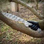 Damascus Steel Viking Knife with Curved Blade