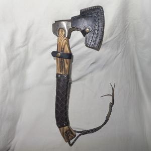 Custom Viking Battle Axe with Leather Sheath