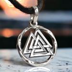 Sterling Silver Valknut Viking Necklace Pendant