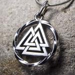 Sterling Silver Valknut Viking Necklace Pendant