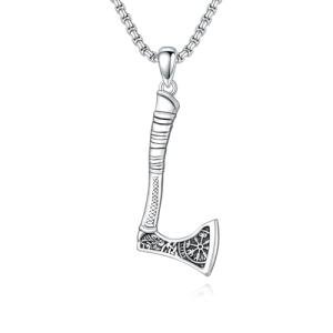 Viking Axe Pendant Necklace in Sterling Silver