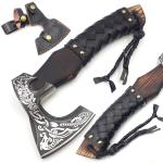 Handmade Carbon Steel Viking Hatchet with Leather Sheath