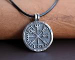 Baldur Silver Vegvisir Viking Compass Pendant Necklace