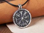 Baldur Silver Vegvisir Viking Compass Pendant Necklace