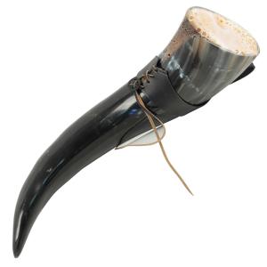 XL Viking Drinking Horn with Leather Belt Frog