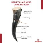 XL Viking Drinking Horn with Leather Belt Frog