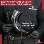 XL Viking Drinking Horn with Leather Belt Frog