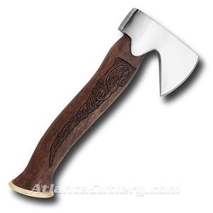 Viking Hand Forged Engraved Throwing Axe with Sheath