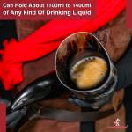 XL Viking Drinking Horn with Leather Belt Frog