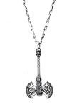 Sterling Silver Viking Axe Thors Hammer Necklace