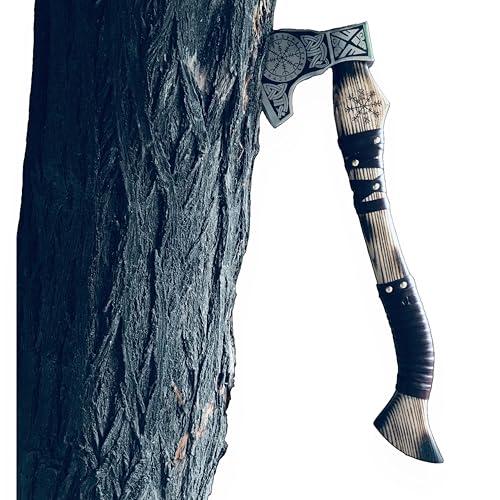 Dark Warrior Aegishjalmr Viking Axe with Sheath