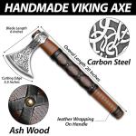 Engraved Viking Axe with Wooden Handle