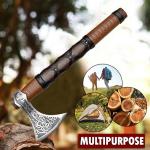 Engraved Viking Axe with Wooden Handle
