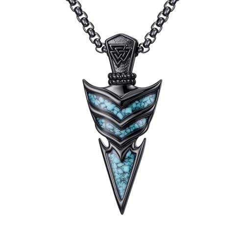 Viking Arrow Necklace in Sterling Silver with Turquoise