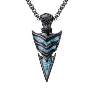 Viking Arrow Necklace in Sterling Silver with Turquoise