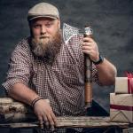 Engraved Viking Axe with Wooden Handle