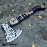 Dark Warrior Aegishjalmr Viking Axe with Sheath