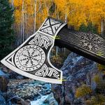 Dark Warrior Aegishjalmr Viking Axe with Sheath