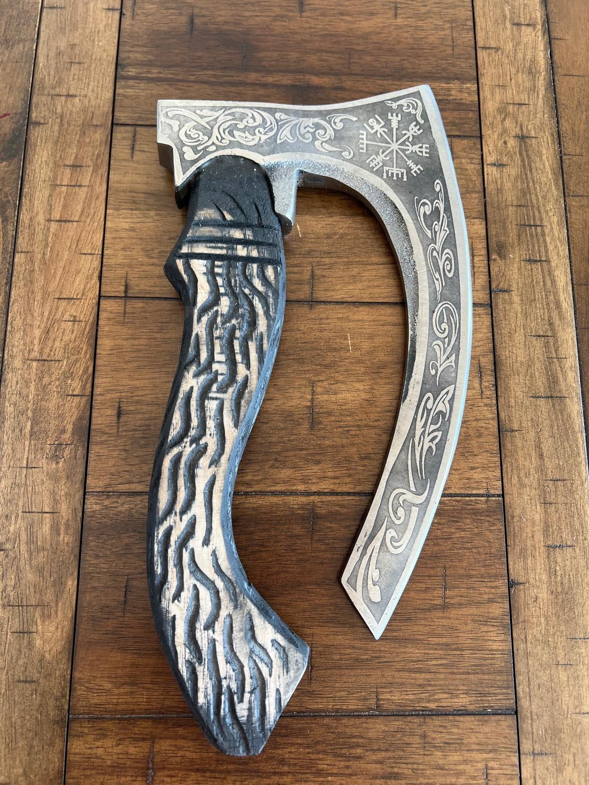 Personalized Viking Valhalla Axe with Leather Sheath