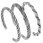 Viking Style 3-Piece Sterling Silver Bracelet Set