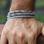 Viking Style 3-Piece Sterling Silver Bracelet Set