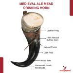 XL Viking Drinking Horn with Leather Belt Frog