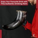 XL Viking Drinking Horn with Leather Belt Frog