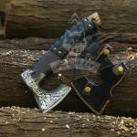 Handmade Carbon Steel Viking Hatchet with Leather Sheath
