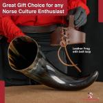 XL Viking Drinking Horn with Leather Belt Frog