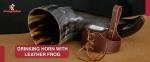 XL Viking Drinking Horn with Leather Belt Frog