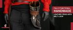 XL Viking Drinking Horn with Leather Belt Frog