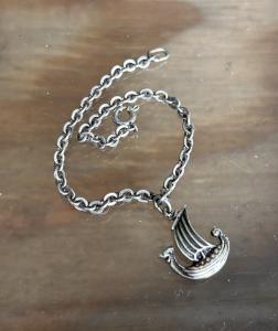 Viking Dragon Boat Silver Bracelet with Celtic Design