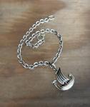Viking Dragon Boat Silver Bracelet with Celtic Design
