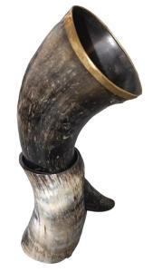 Viking Drinking Horn with Stand and Holder