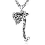 Viking Odin Axe Pendant Necklace in Silver
