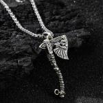 Viking Odin Axe Pendant Necklace in Silver