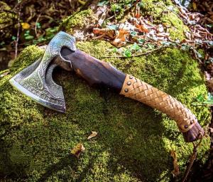 Personalized Carbon Steel Viking Valhalla Battle Axe