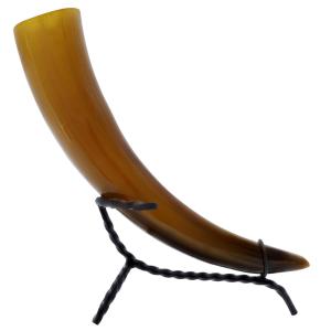 Tiger's Eye Viking Drinking Horn with Iron Stand