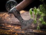 Custom Carbon Steel Viking Axe with Leather Handle