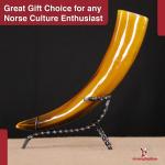 Tiger's Eye Viking Drinking Horn with Iron Stand