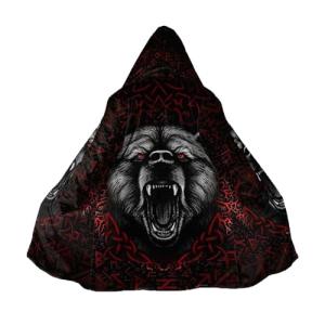 Nordic Men’s Winter Viking Hooded Cloak Jacket