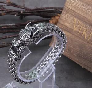 Men's Viking Wolf Stainless Steel Bracelet