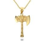 14K Gold Viking Axe Charm Pendant Necklace