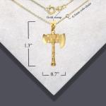 14K Gold Viking Axe Charm Pendant Necklace