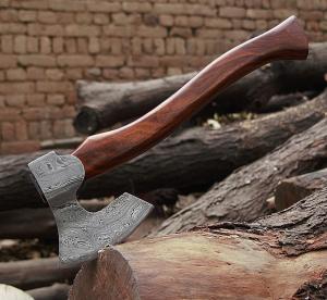 Hand Forged Damascus Steel Viking Camping Hatchet
