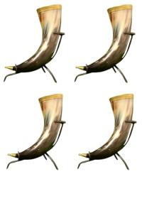 Norse Drinking Horn Mug Set for Beer & Mead