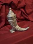 Norwegian Viking Drinking Horn with Pewter Lid