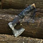 Handmade Carbon Steel Viking Hatchet with Leather Sheath