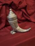 Norwegian Viking Drinking Horn with Pewter Lid