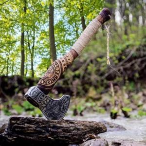 Viking Hand Forged Axe - Carbon Steel Blade